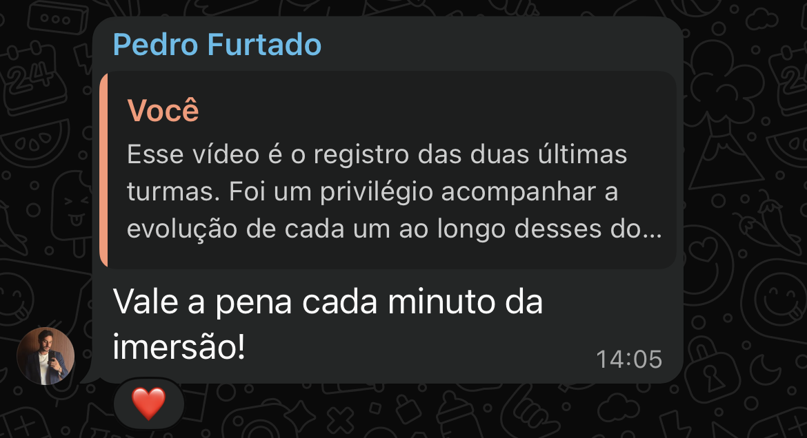 Depoimento de participante sobre a imersão